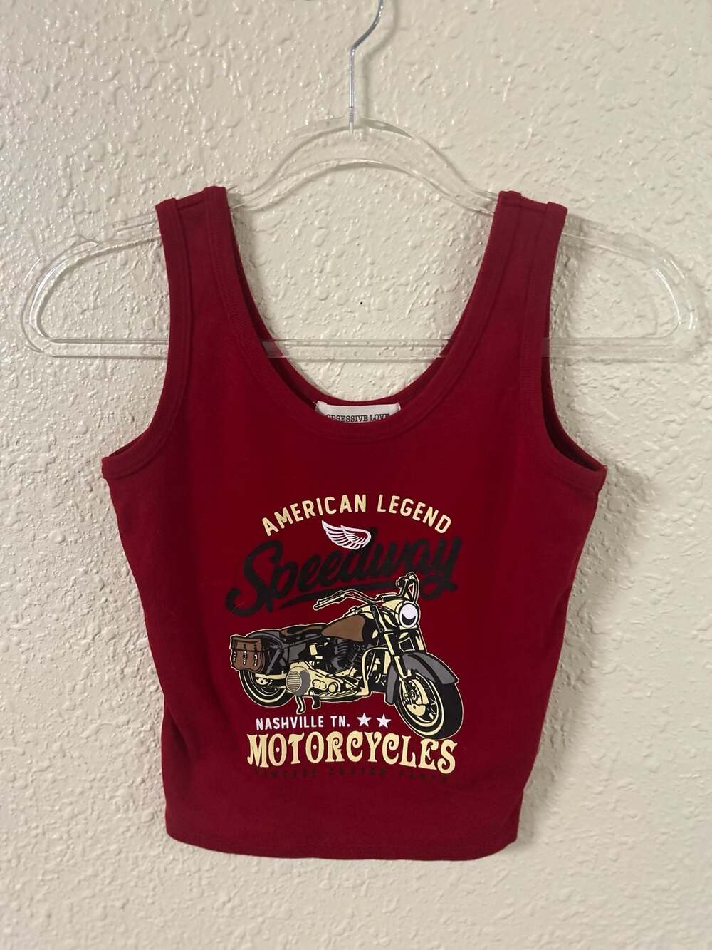 Obsessive Love American Legend Speedway Nashville TN Motorcycle Ribbed Crop Top